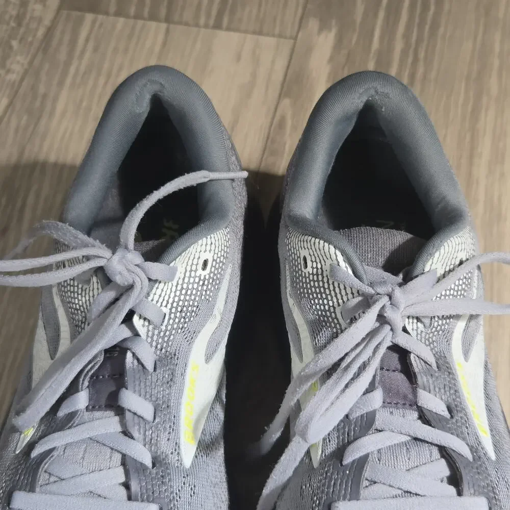 B4 Brooks Men’s 10 D Ghost 16 Primer/Grey/Lime Sneakers 1104184E040